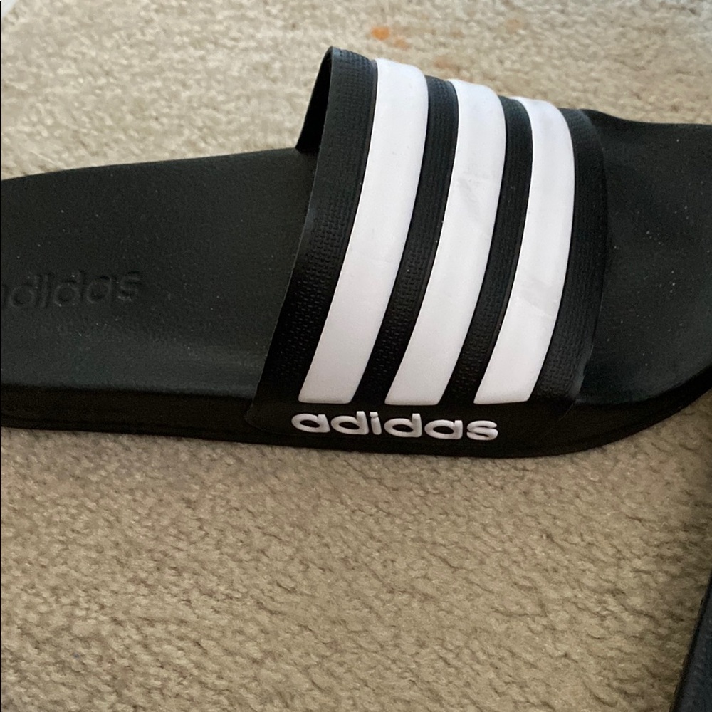 Adidas Black and White Slide Sandals